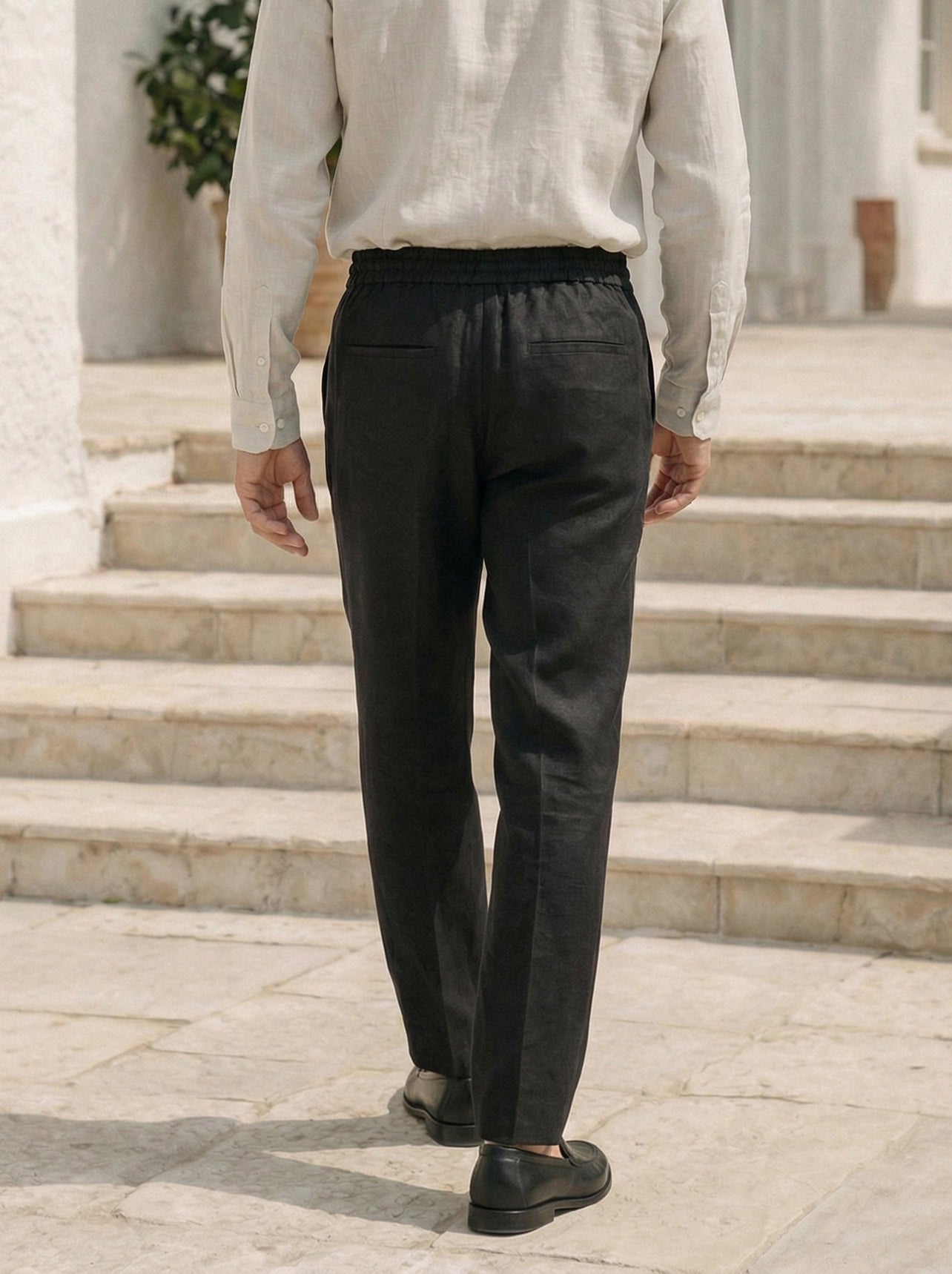 100% Linen Press-Crease Cropped Trousers HARRISON 5