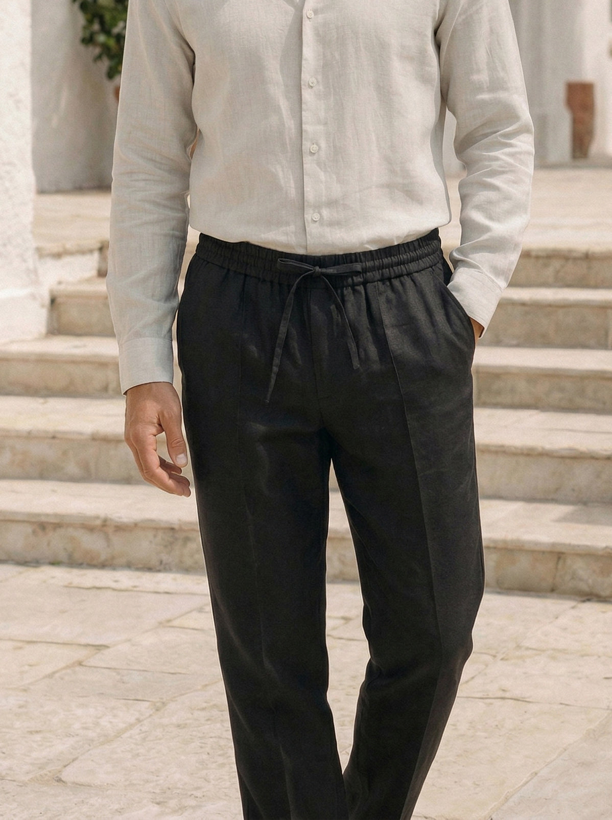 100% Linen Press-Crease Cropped Trousers HARRISON 7