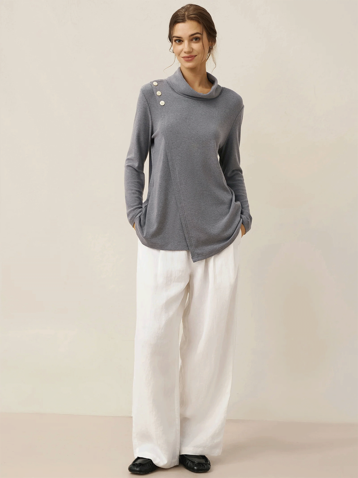 100% Linen Relaxed Fit Straight Leg Trousers KINSLEY 1