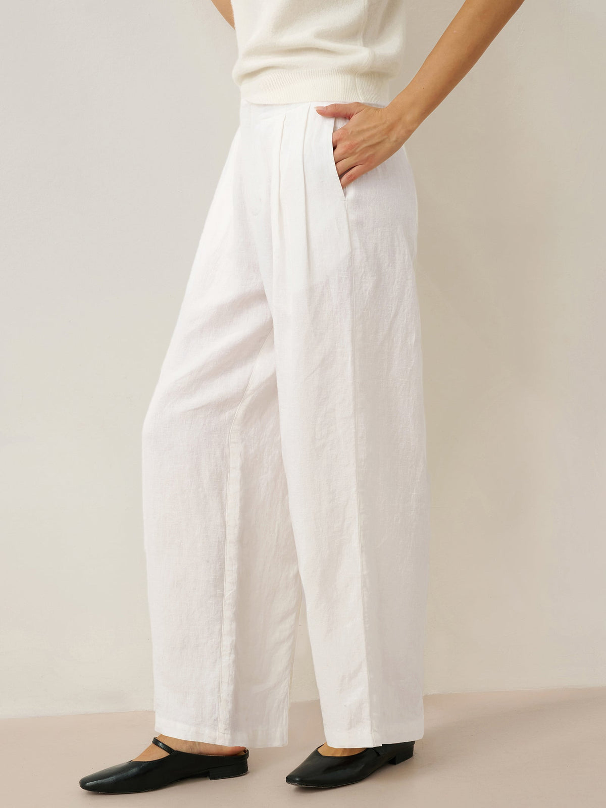 100% Linen Relaxed Fit Straight Leg Trousers KINSLEY 2