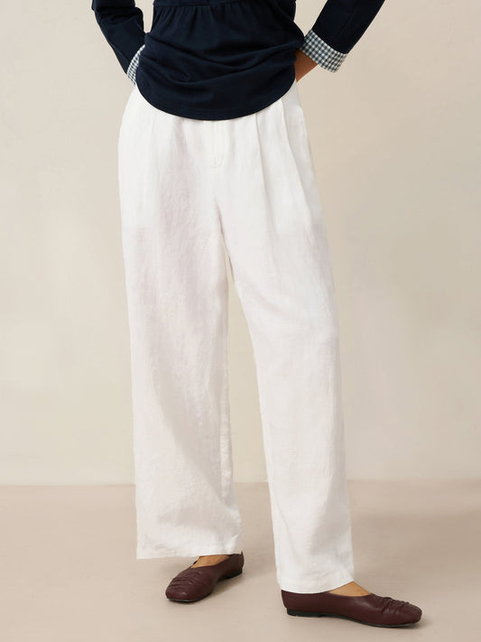 100% Linen Relaxed Fit Straight Leg Trousers KINSLEY 4