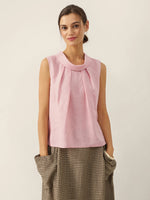 100% Linen Structured Collar Sleeveless Blouse BLAIR 0