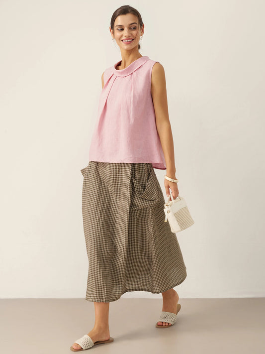 100% Linen Structured Collar Sleeveless Blouse BLAIR 5