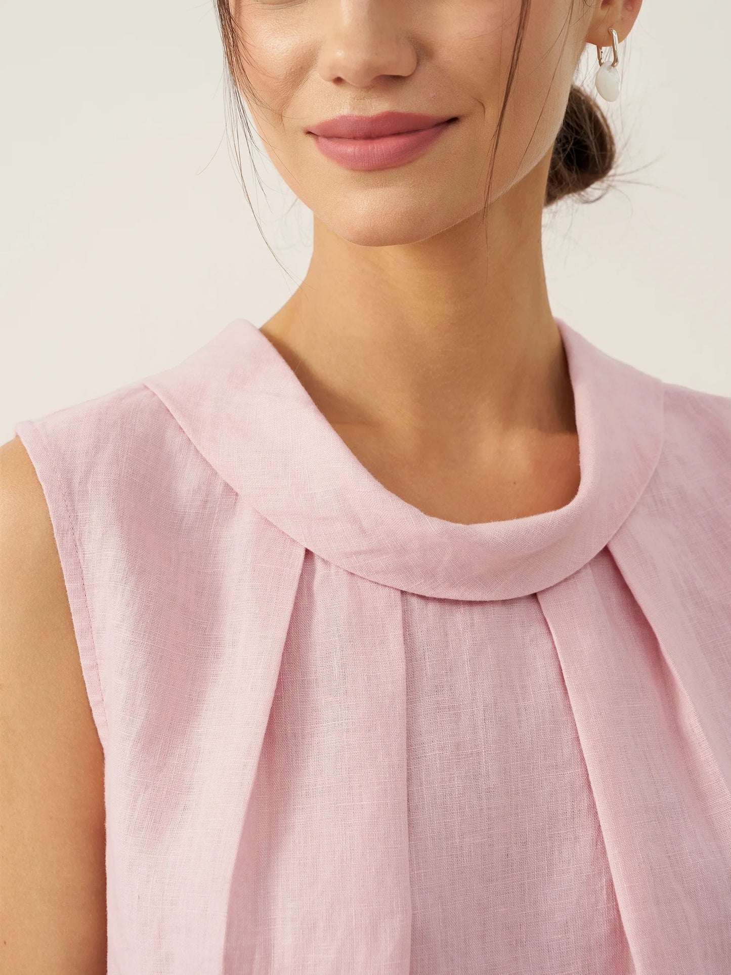 100% Linen Structured Collar Sleeveless Blouse BLAIR 6