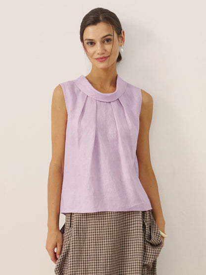 100% Linen Structured Collar Sleeveless Blouse BLAIR 9