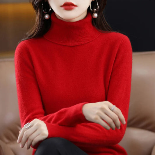 100% Merino Wool Cashmere Sweater Women Knitted Sweater Turtleneck Long Sleeve Pullovers Autumn Winter Clothing Warm Jumper Tops 11