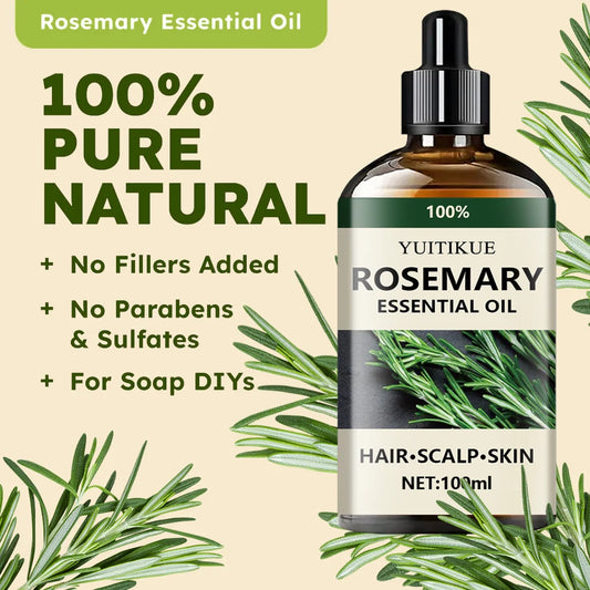 100% pure rosemary essential oil, suitable for hair, scalp, and skin, natural aromatherapy oil, nourishing and revitalizing. 0