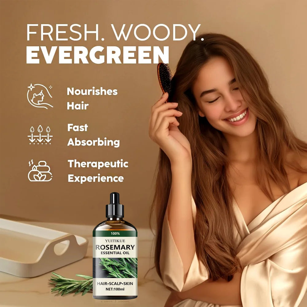 100% pure rosemary essential oil, suitable for hair, scalp, and skin, natural aromatherapy oil, nourishing and revitalizing. 2