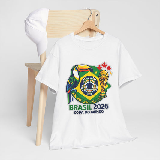 Brasil 2026 Copa do Mundo T-Shirt – Soccer World Cup Tee with Toucan & Trophy Design