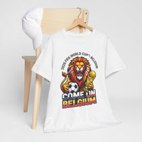 Belgium Soccer Fan Tee — “Come On Belgium” World Cup Lion Design