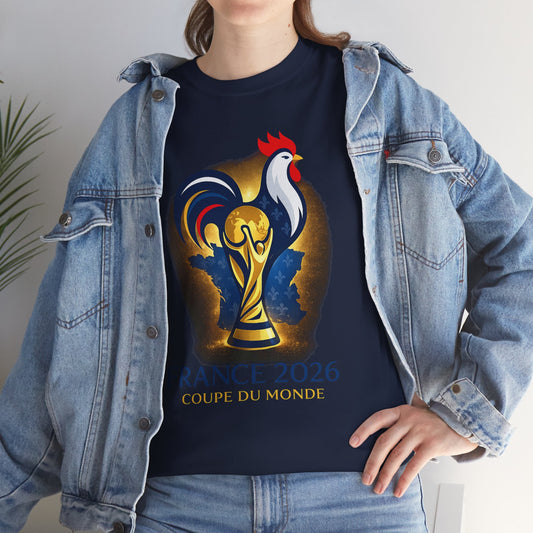 France 2026 World Cup T-Shirt – Rooster & Trophy Soccer Tee