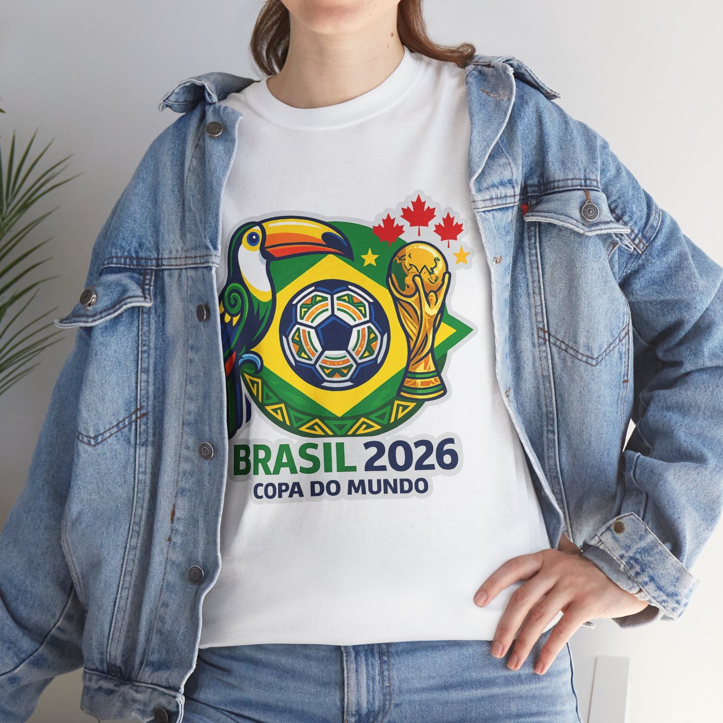 Brasil 2026 Copa do Mundo T-Shirt – Soccer World Cup Tee with Toucan & Trophy Design