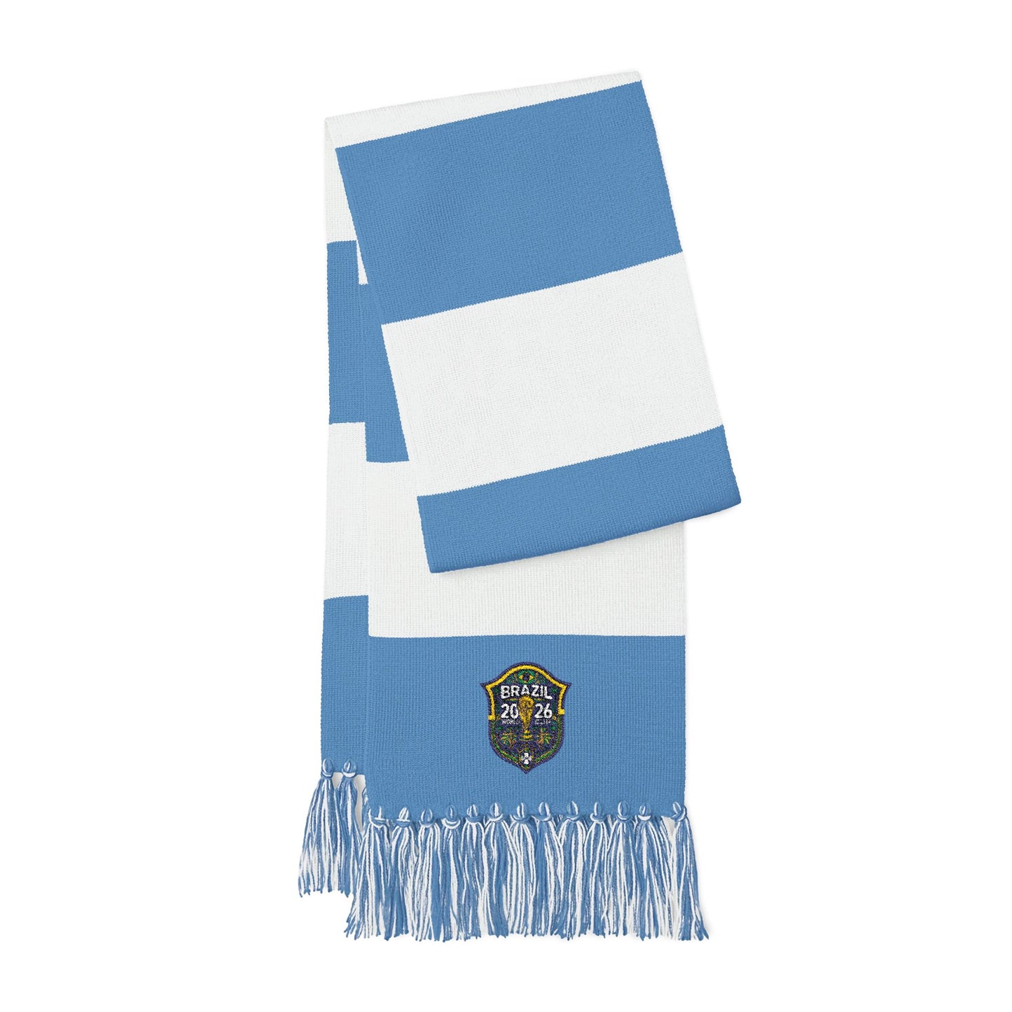Embroidered Striped Spectator Scarf – Team Colors Fan Scarf with Crest
