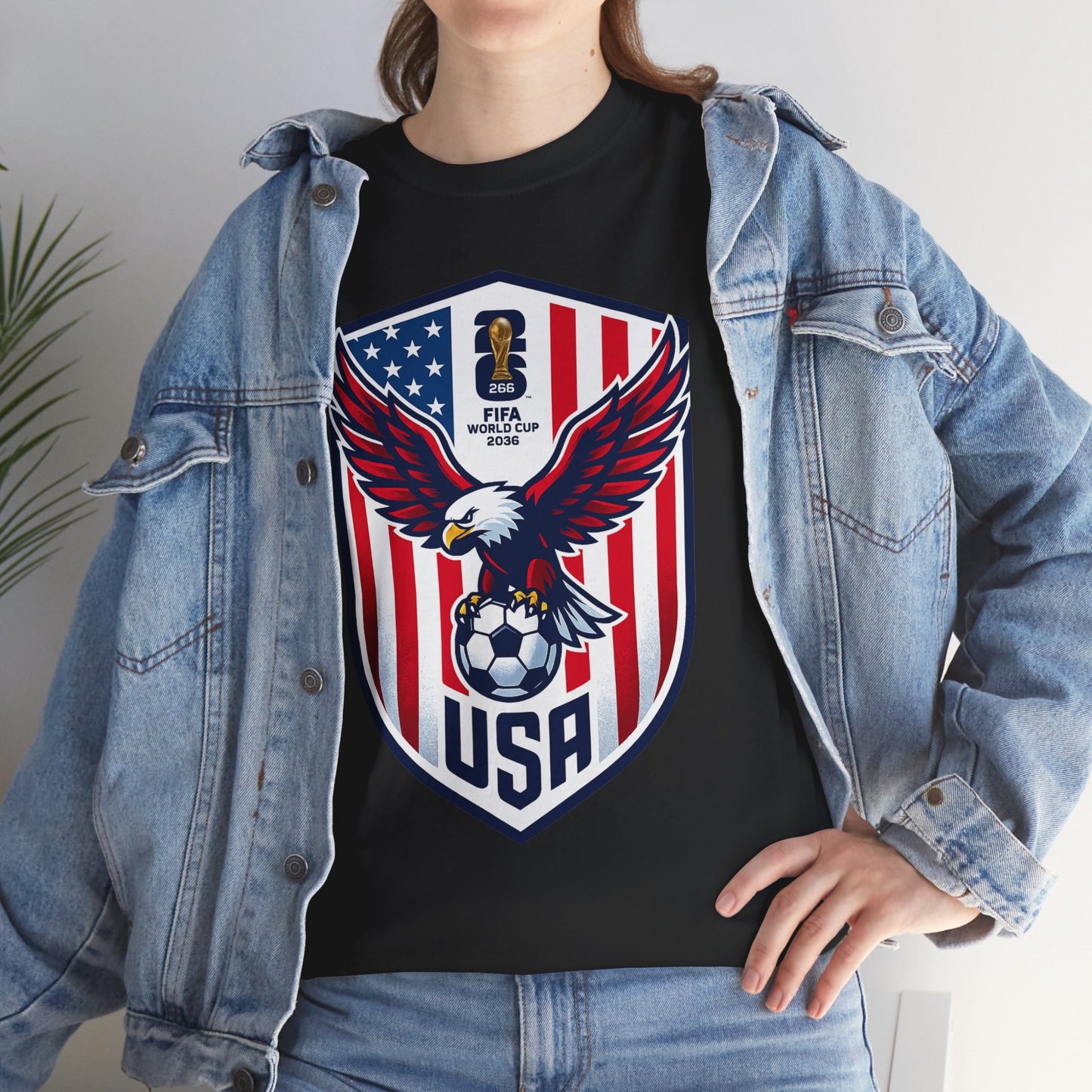 USA Eagle Soccer Shield T‑Shirt — Patriotic American Football Fan Tee