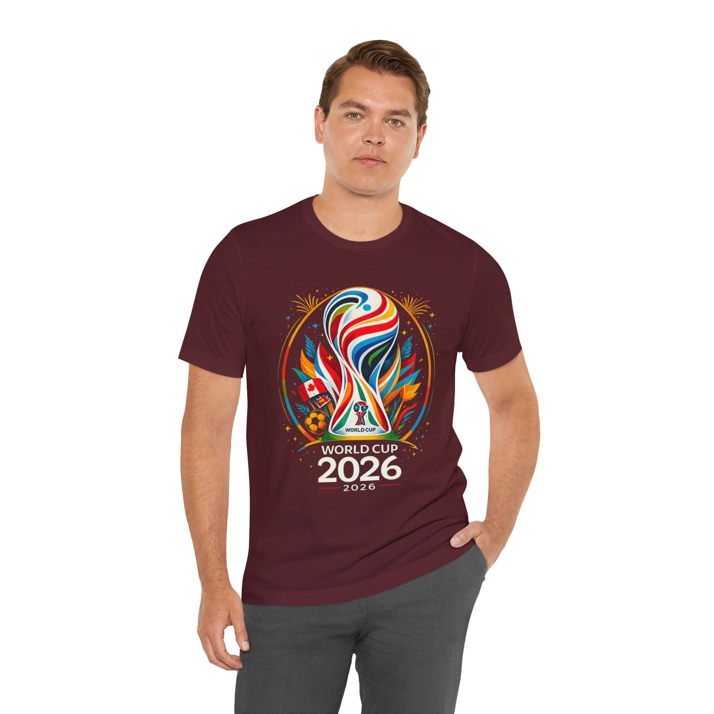 World Cup 2026 Soccer T-Shirt – Colorful Trophy Logo Tee