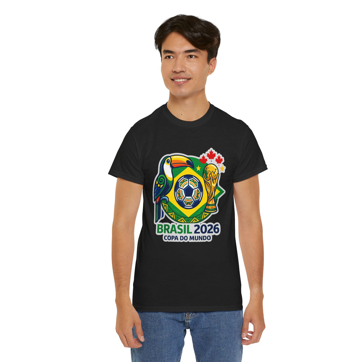 Brasil 2026 Copa do Mundo T-Shirt – Soccer World Cup Tee with Toucan & Trophy Design