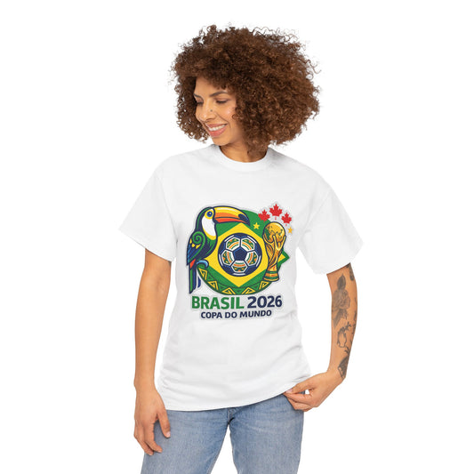 Brasil 2026 Copa do Mundo T-Shirt – Soccer World Cup Tee with Toucan & Trophy Design