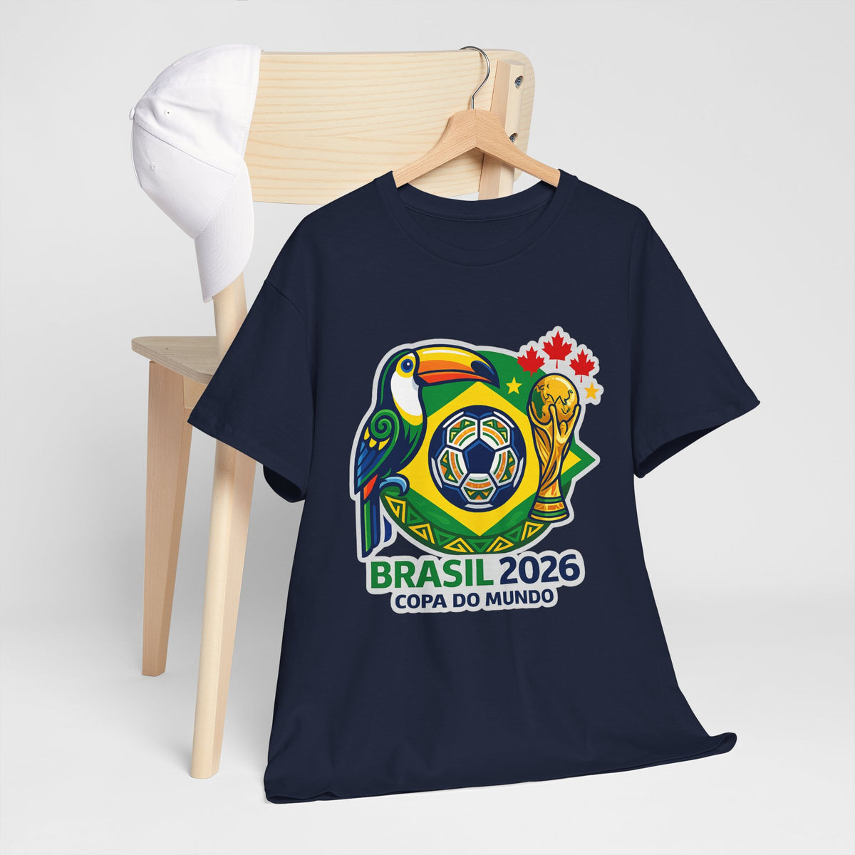 Brasil 2026 Copa do Mundo T-Shirt – Soccer World Cup Tee with Toucan & Trophy Design