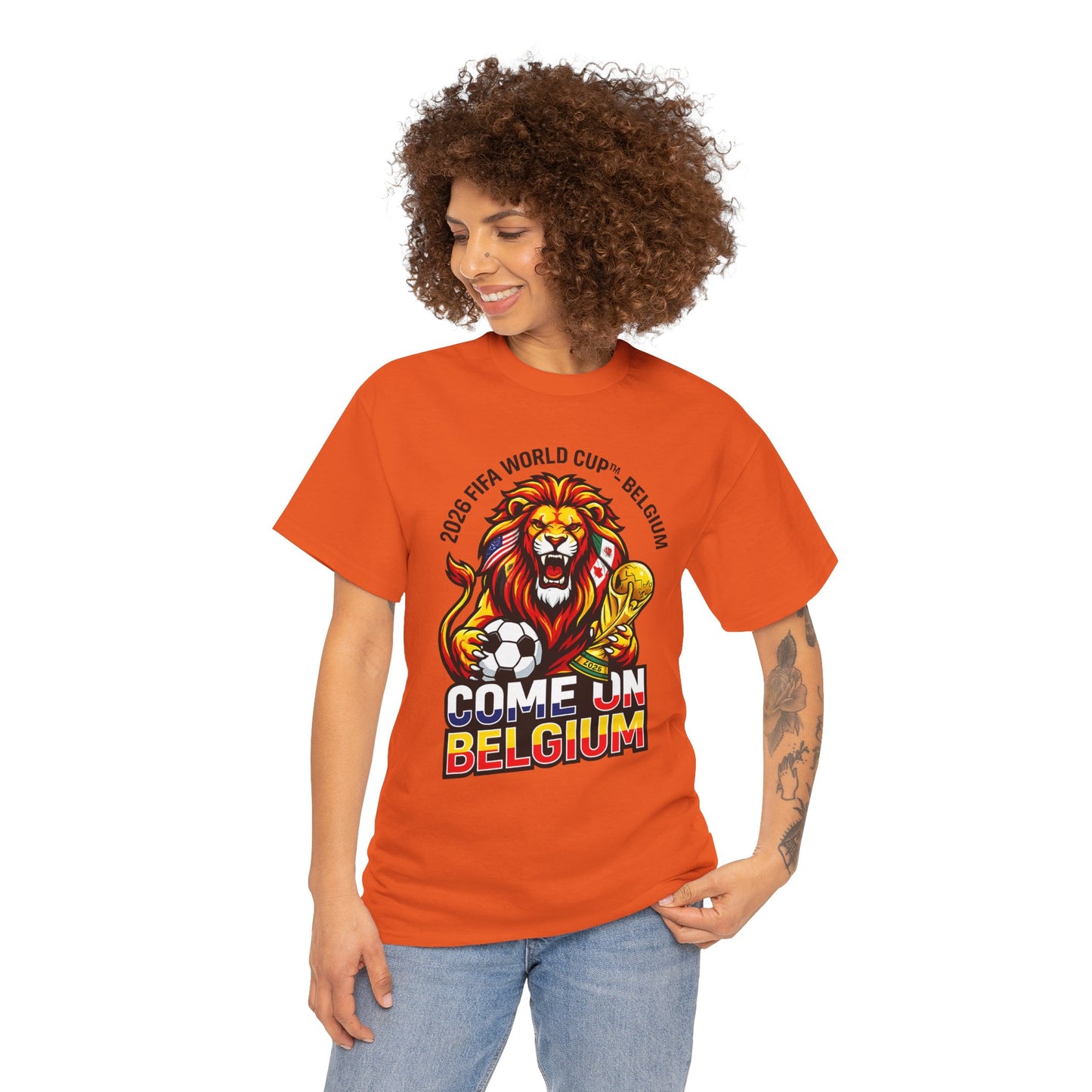 Belgium Soccer Fan Tee — “Come On Belgium” World Cup Lion Design