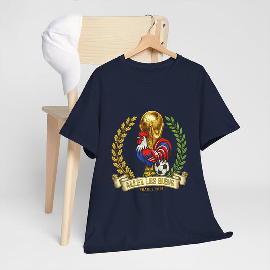 France Soccer Fan T‑Shirt — 'Allez Les Bleus' Rooster & World Cup Crest