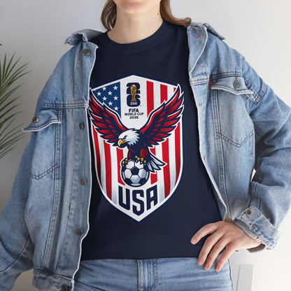 USA Eagle Soccer Shield T‑Shirt — Patriotic American Football Fan Tee