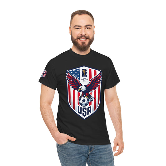 USA Eagle Soccer Shield T‑Shirt — Patriotic American Football Fan Tee