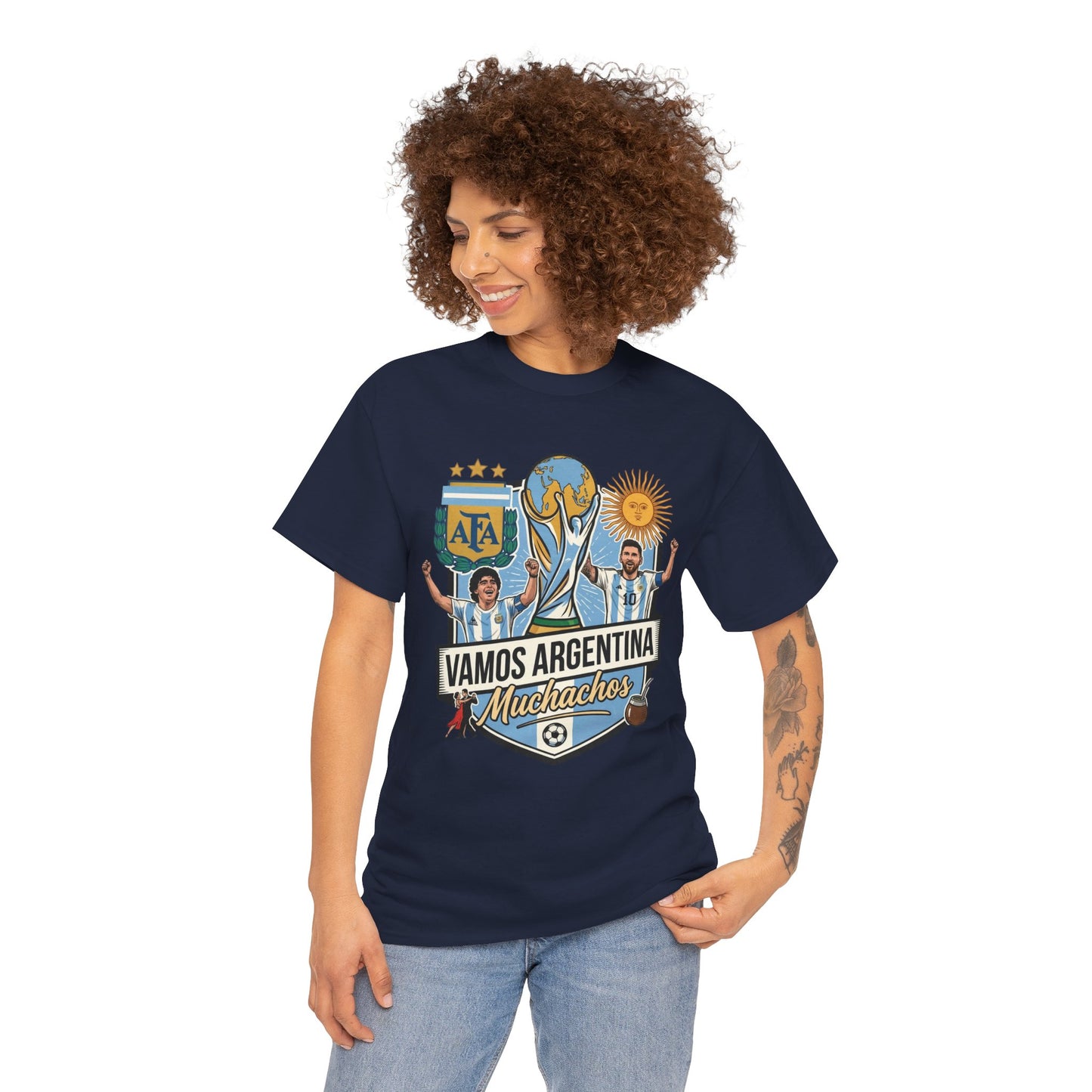 Argentina Soccer T-Shirt – "Vamos Argentina Muchachos" World Cup Fans Tee
