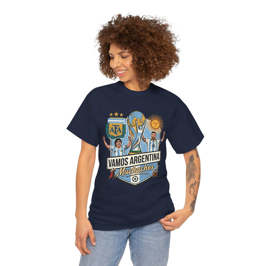 Argentina Soccer T-Shirt – "Vamos Argentina Muchachos" World Cup Fans Tee