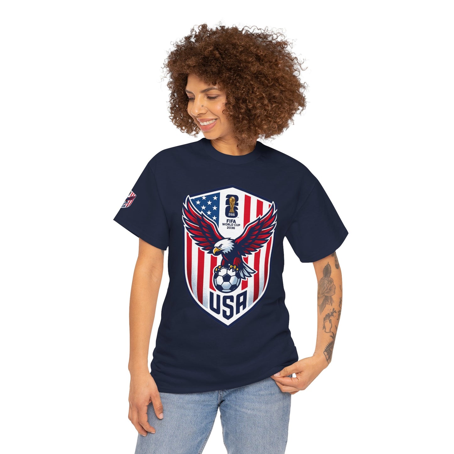 USA Eagle Soccer Shield T‑Shirt — Patriotic American Football Fan Tee