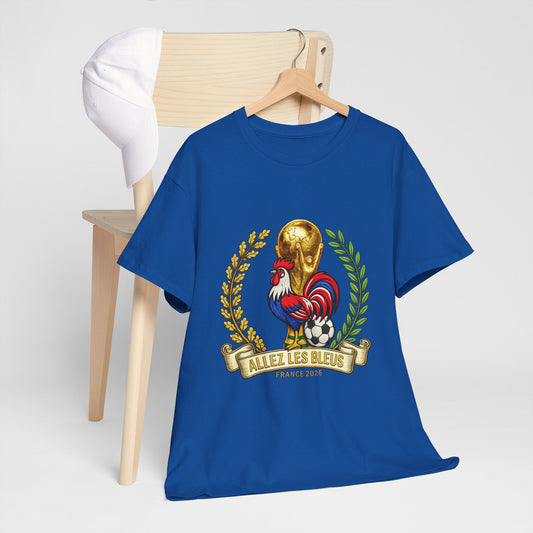 France Soccer Fan T‑Shirt — 'Allez Les Bleus' Rooster & World Cup Crest