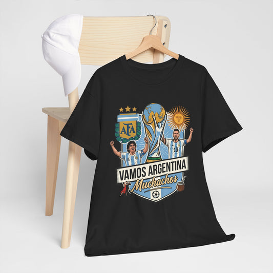 Argentina Soccer T-Shirt – "Vamos Argentina Muchachos" World Cup Fans Tee