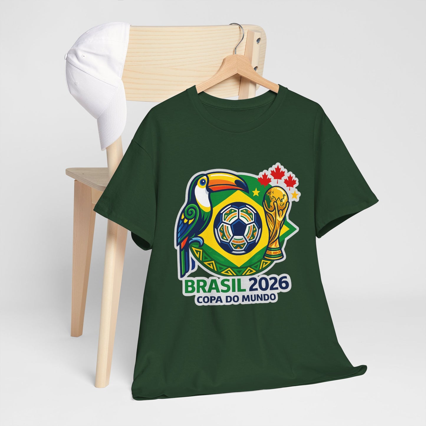 Brasil 2026 Copa do Mundo T-Shirt – Soccer World Cup Tee with Toucan & Trophy Design