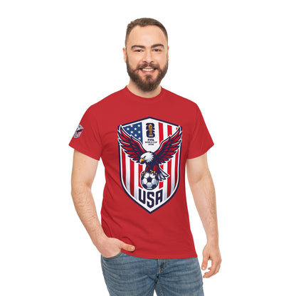 USA Eagle Soccer Shield T‑Shirt — Patriotic American Football Fan Tee