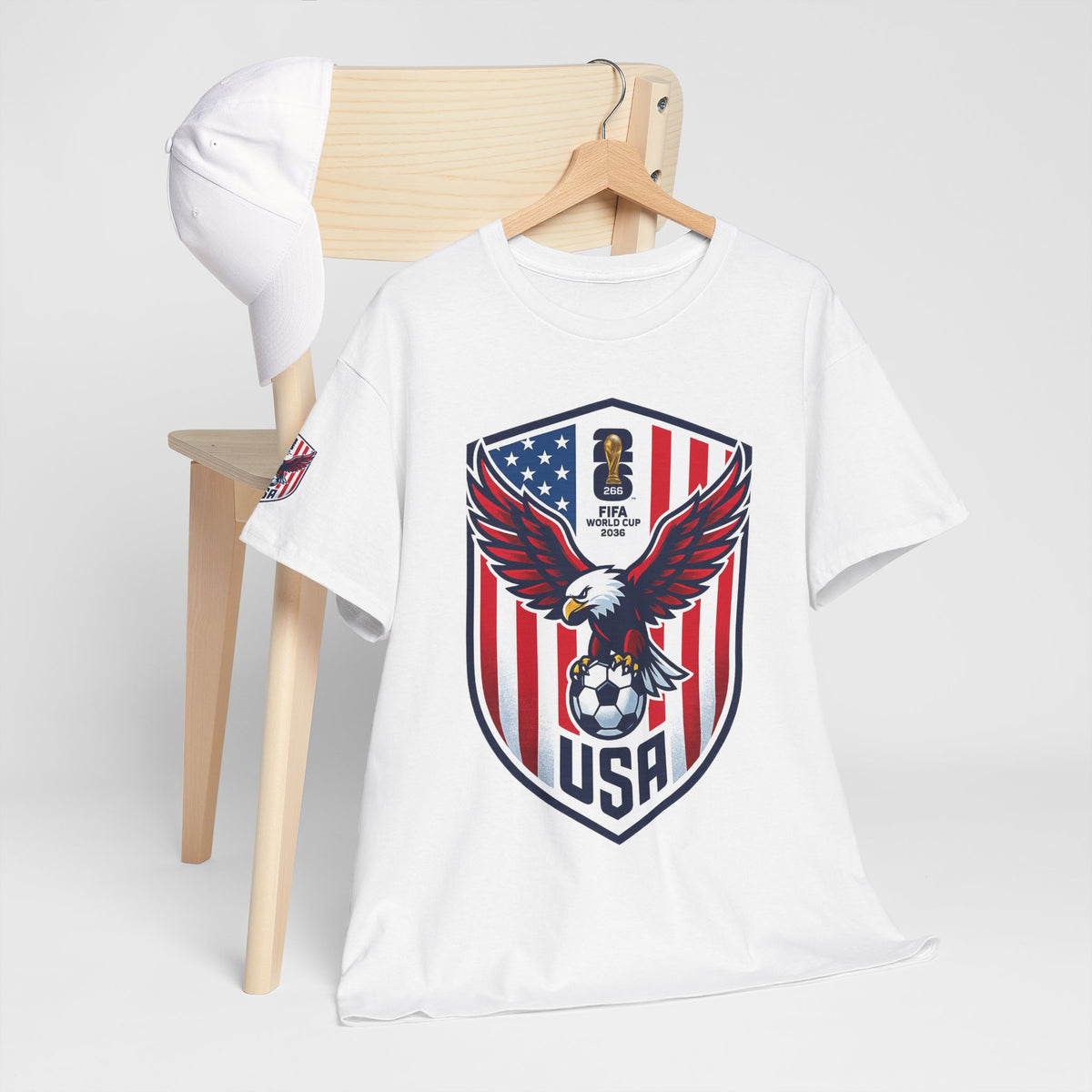USA Eagle Soccer Shield T‑Shirt — Patriotic American Football Fan Tee