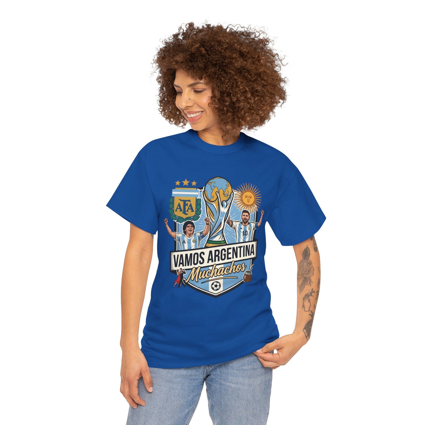 Argentina Soccer T-Shirt – "Vamos Argentina Muchachos" World Cup Fans Tee