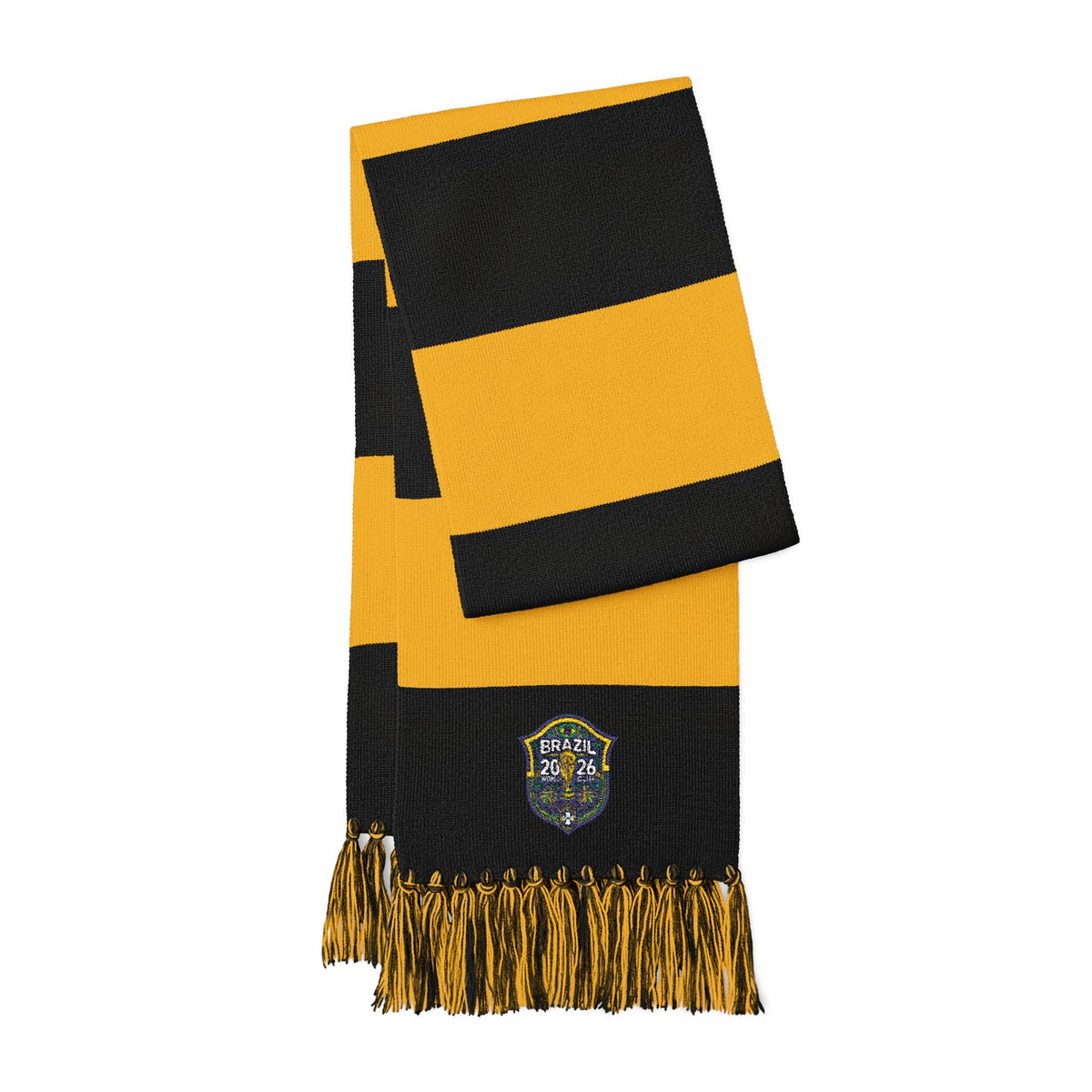 Embroidered Striped Spectator Scarf – Team Colors Fan Scarf with Crest