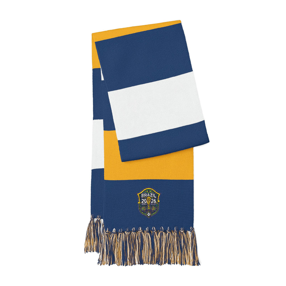 Embroidered Striped Spectator Scarf – Team Colors Fan Scarf with Crest