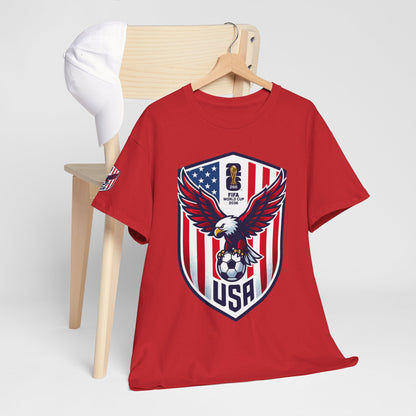 USA Eagle Soccer Shield T‑Shirt — Patriotic American Football Fan Tee