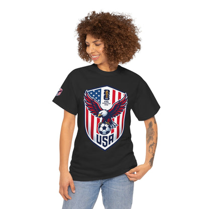 USA Eagle Soccer Shield T‑Shirt — Patriotic American Football Fan Tee