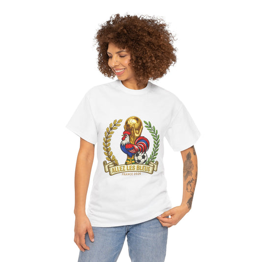 France Soccer Fan T‑Shirt — 'Allez Les Bleus' Rooster & World Cup Crest