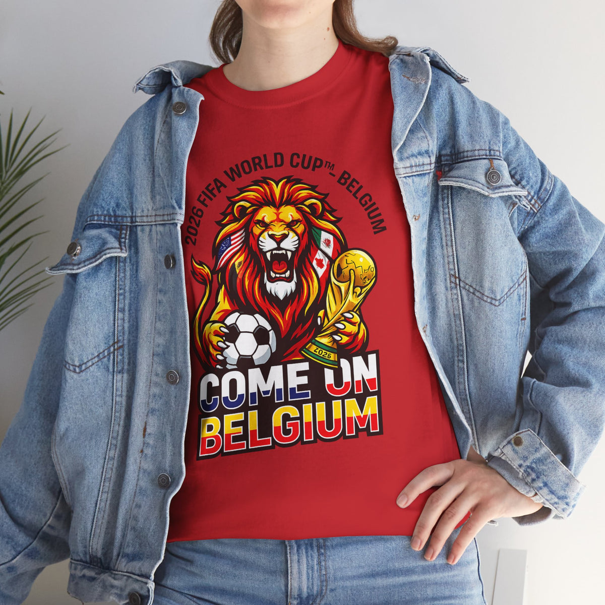 Belgium Soccer Fan Tee — “Come On Belgium” World Cup Lion Design
