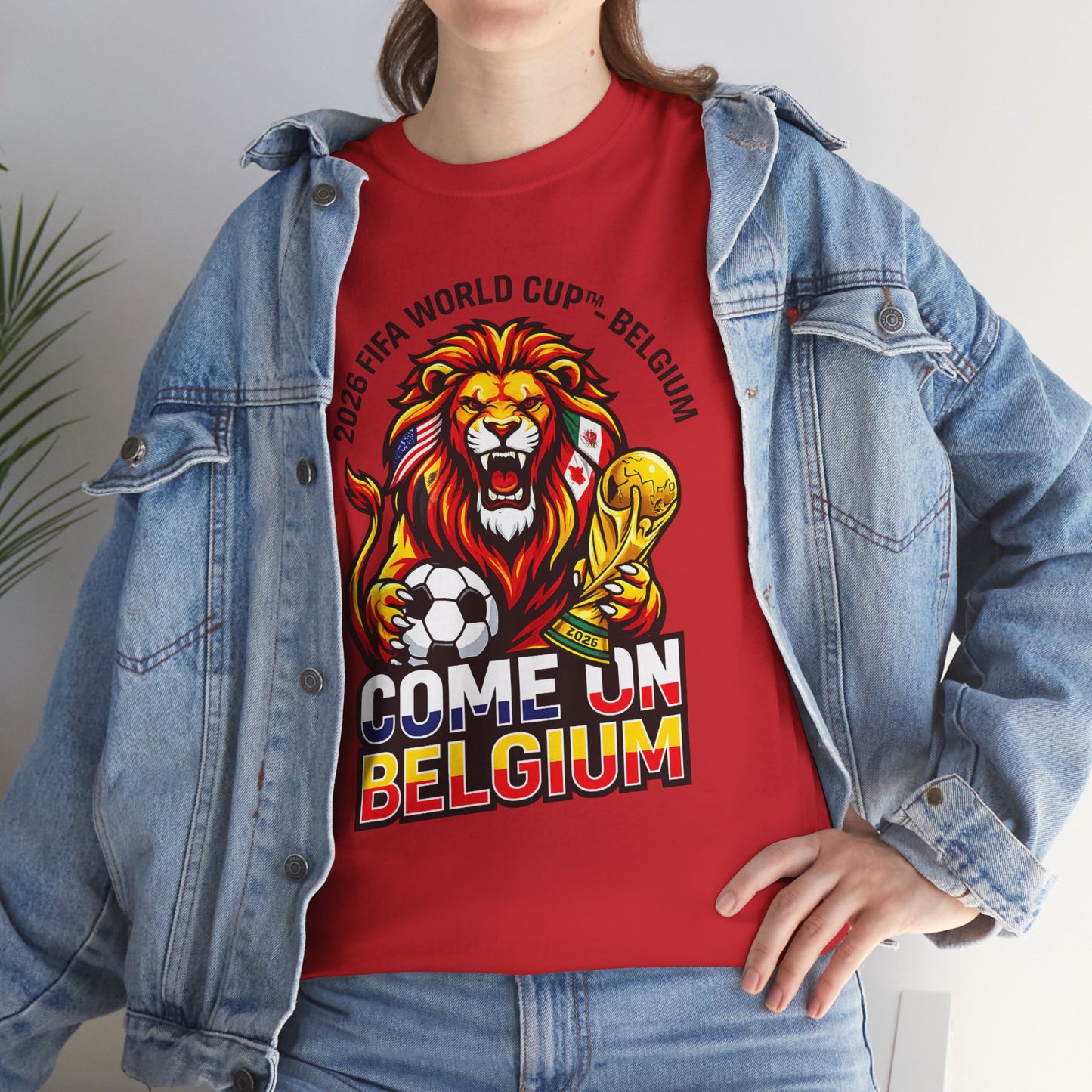 Belgium Soccer Fan Tee — “Come On Belgium” World Cup Lion Design
