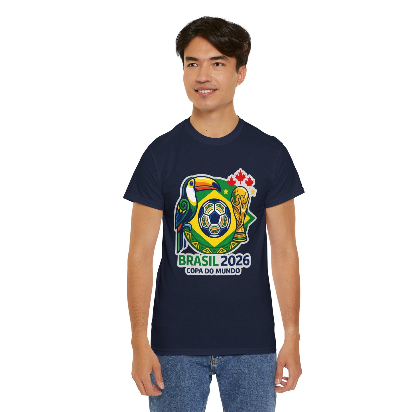 Brasil 2026 Copa do Mundo T-Shirt – Soccer World Cup Tee with Toucan & Trophy Design