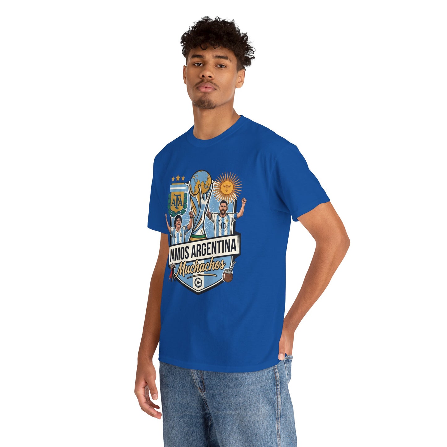 Argentina Soccer T-Shirt – "Vamos Argentina Muchachos" World Cup Fans Tee