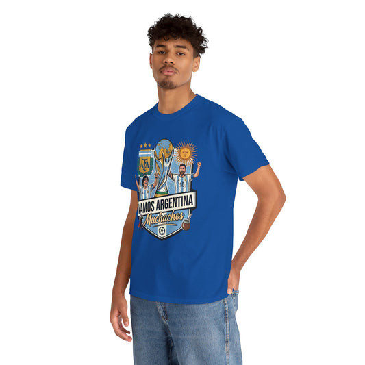 Argentina Soccer T-Shirt – "Vamos Argentina Muchachos" World Cup Fans Tee
