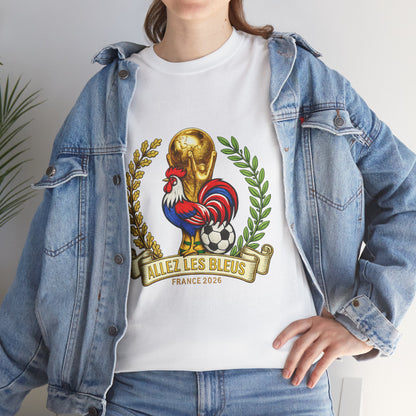France Soccer Fan T‑Shirt — 'Allez Les Bleus' Rooster & World Cup Crest