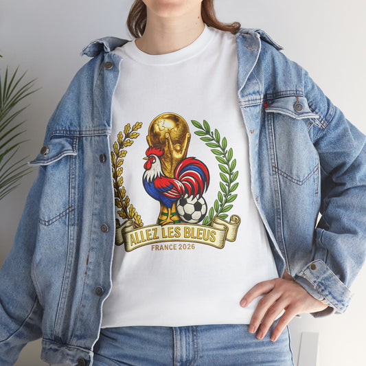 France Soccer Fan T‑Shirt — 'Allez Les Bleus' Rooster & World Cup Crest