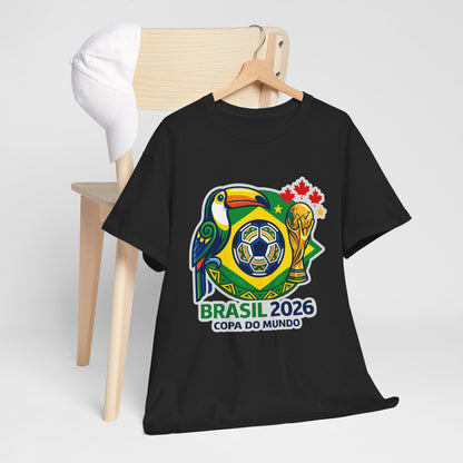 Brasil 2026 Copa do Mundo T-Shirt – Soccer World Cup Tee with Toucan & Trophy Design