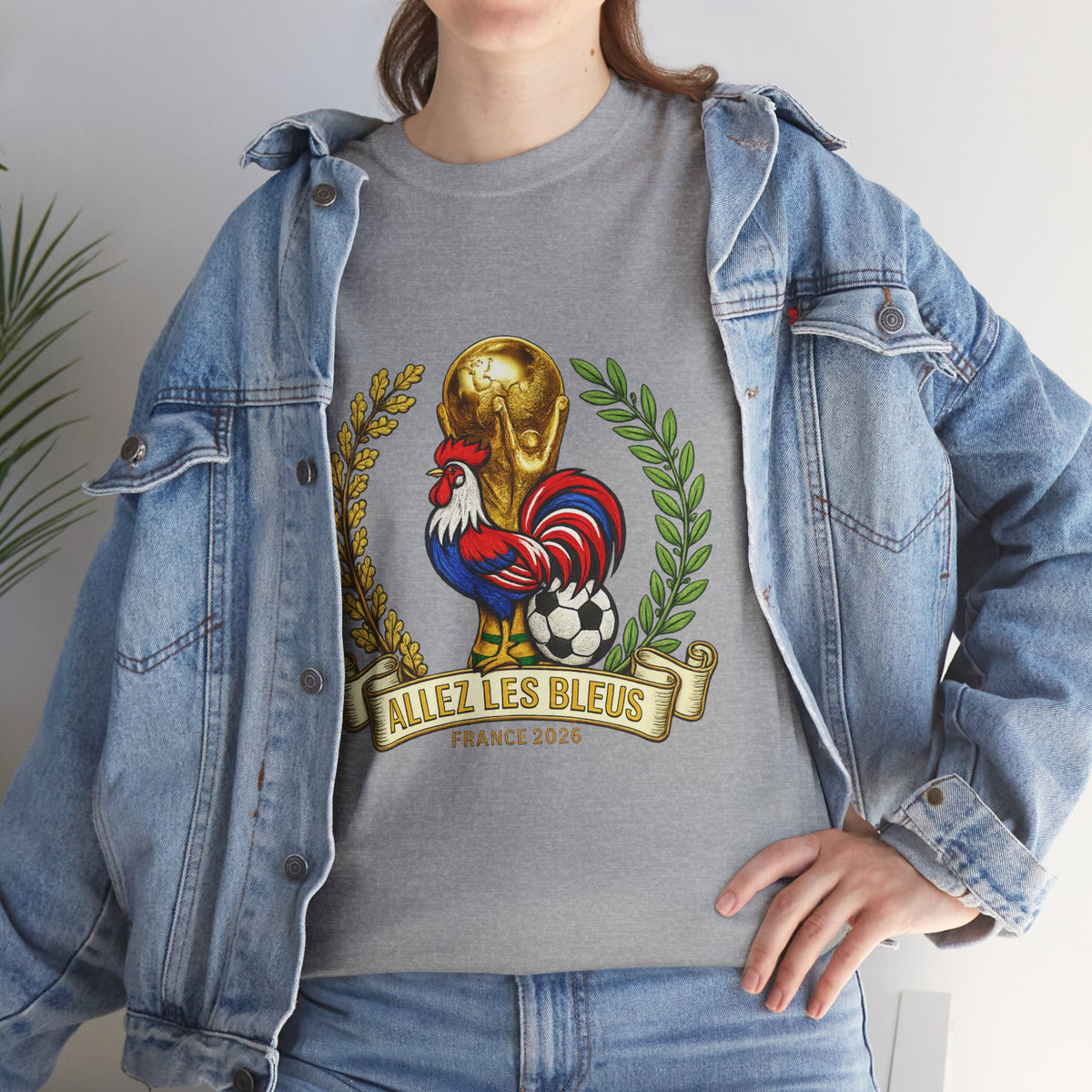 France Soccer Fan T‑Shirt — 'Allez Les Bleus' Rooster & World Cup Crest