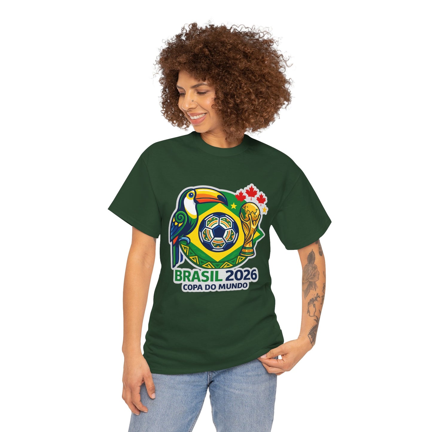 Brasil 2026 Copa do Mundo T-Shirt – Soccer World Cup Tee with Toucan & Trophy Design